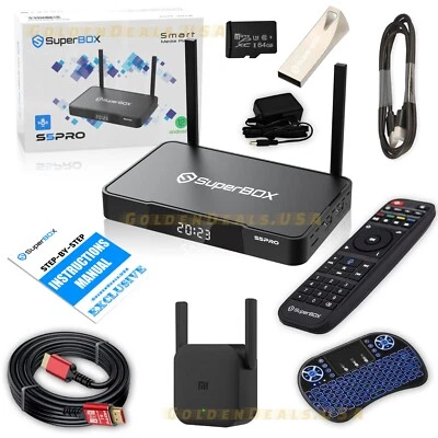 IN-STOCK SuperBox S5 Pro Bundle 8K HDMI, 64GB Card/Drive, WiFi Extender,Keyboard