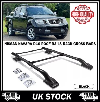 FOR NISSAN NAVARA D40 2004-2022 ROOF RAILS RACK CROSS BARS KIT DOUBLE CAB PICKUP - Image 1 of 4