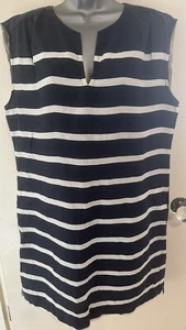 Trenery dunkelblau & weiß gestreiftes Leinenkleid Größe 14  - Bild 1 von 14