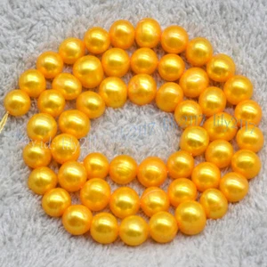 Gold 7-8mm Real Natural Freshwater Cultured Baroque Pearl Loose Beads 14 inches - Picture 1 of 6