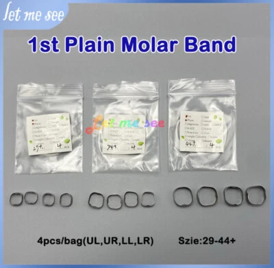 Ortodoncia Dental 1er Molar Brace Bandas Molares Lisas Anillo Inoxidable Tallas 29-44+ Foto 1 de 4