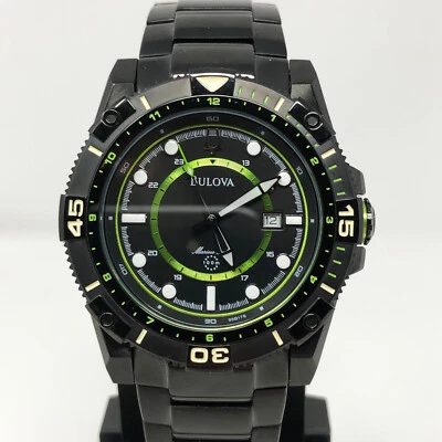 Bulova Marine Star Quartz Men's Watch 45mm Black Dial 98B178 Bracelet RUNS MIB - Image 1 of 4