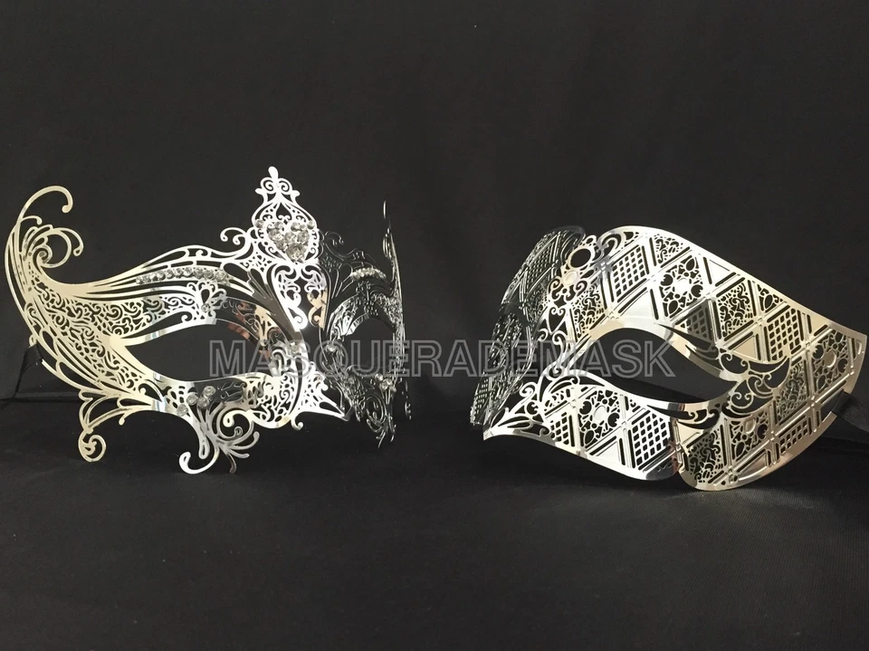 Pareja Mascarada Máscara Par Cumpleaños Boda Negro Blanco Vestido Burlesco Fiesta Foto 1 de 1