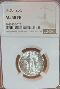 1930 NGC AU58 FH! PQ! Standing Liberty Silver Quarter - Bild 1 von 4