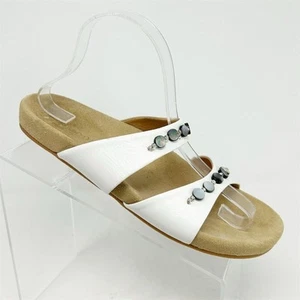 Jack Rogers Damen weiß Leder Perlen Pantoletten Sandalen Größe 9M Freizeit Sommer - Bild 1 von 12