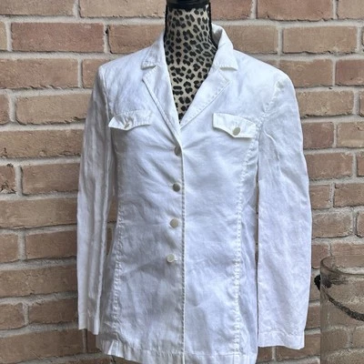 Chaqueta De Colección Escada Etiqueta Dorada Invierno Blanco Seda Lino Etiqueta Escada Talla 40 Foto 1 de 4