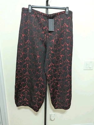 Pantalones medina Bryn Walker para mujer Plus XXL rojo negro brocado pierna barril tobillo $190 Foto 1 de 4