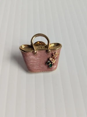 Broche Pin Cartera Esmaltada Rosa Vintage Primavera Pascua Rosa Tono Dorado Flores Avon Foto 1 de 3