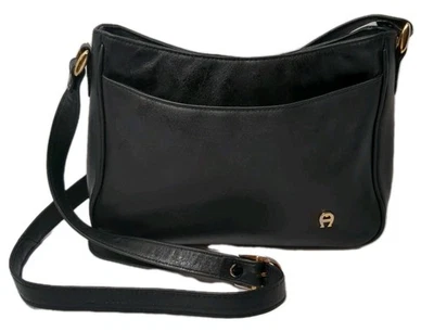 VTG Etienne Aigner Crossbody Purse Shoulder Bag Tailored Black Small Leather - Image 1 of 4