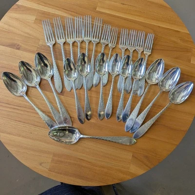 6 person Antique Danish Silver Plate Empire Cutlery Set 24 pieces - image 1 of 4