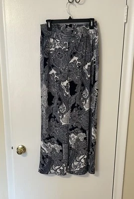 Maxi Falda Carmen Marc Valvo Azul Marino, Plateada y Blanca Paisley, Mediana Foto 1 de 4