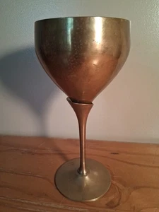 Brass Goblet 7.5 in. Tulip Stem Made in India - Picture 1 of 4