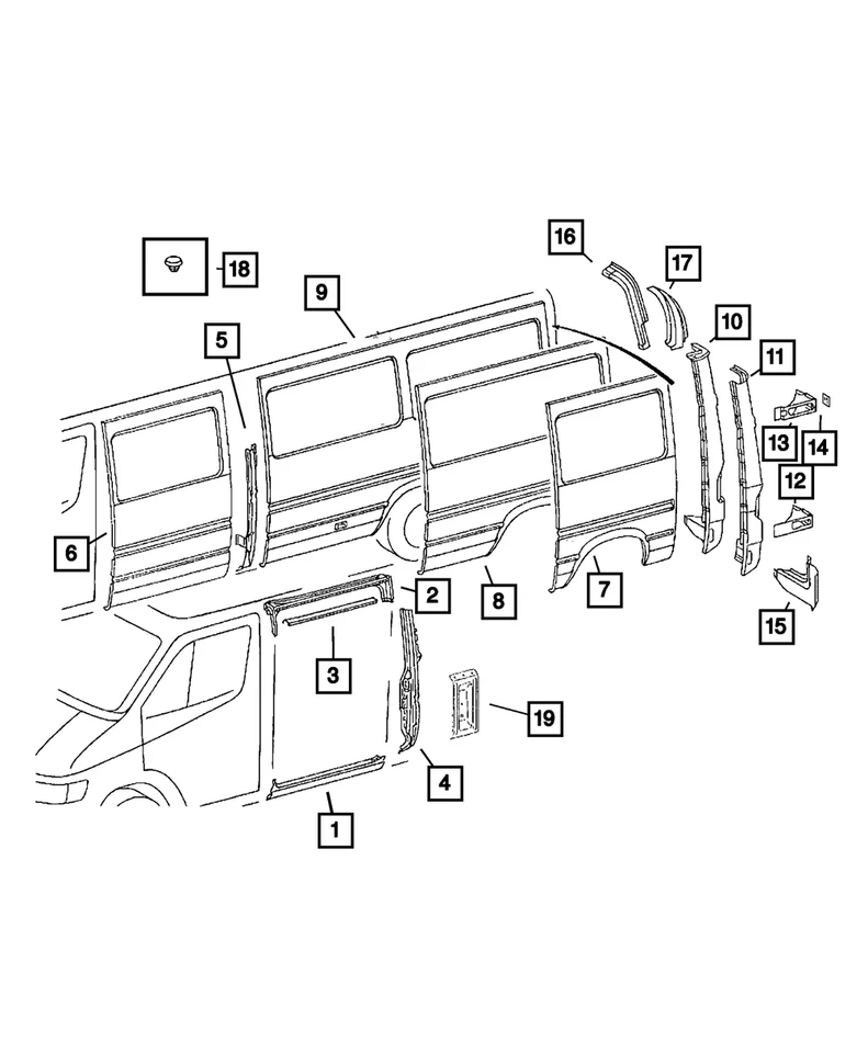 Moldura de pilar Mopar D genuína esquerda 5104172AA QTD 1 - Imagem 1 de 1