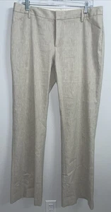 Gap Perfect Trouser Linen Blend Pants Size 10R Beige Stretch Work Wide Leg - Picture 1 of 5