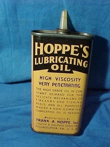 ACEITE LUBRICANTE PARA PISTOLA HOPPE'S 3 oz años 50 publicidad lata vacía - Imagen 1 de 2