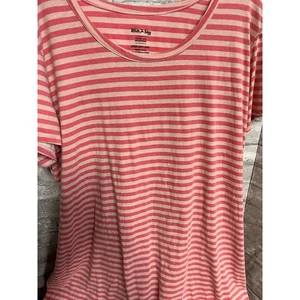 White Stag Women's Short Sleeve Sleepwear Tunic Dress Pink Striped Plus Sz 2X-3X - Picture 1 of 6