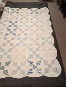 (twin) HANDMADE! Vintage 72" x 81" NINE PATCH Quilt HEAVILY QUILTED 1941 Antique - Picture 1 of 19