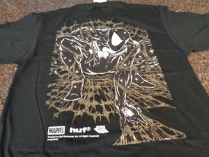 HUF x Spider-Man Arachknight schwarzes T-Shirt Erwachsene Large Goldfoliendetail neu neu mit Etikett - Bild 1 von 10