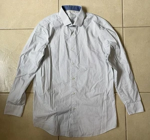 Perry Ellis Portfolio Mens Sz 16 32/33 White/Black Polka Dot Long Sleeve Shirt - Picture 1 of 13