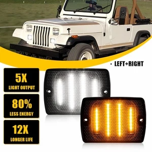 Front Bumper Turn Signal Lights Side Marker Lamps For Jeep 1987-1995 Wrangler YJ - Foto 1 di 23