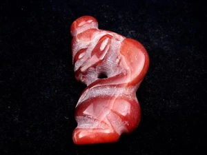 Old Nephrite Jade Stone Carved HongShan Culture Crouching Figurine #09132407 - Picture 1 of 6