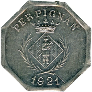 # FRANCE · 1921 ☆ 10c • PERPIGNAN · CHAMBRE SYND. ☆ FRENCH EMERGENCY COIN ☆C9439 - Picture 1 of 4