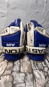 Vintage 1990s EASTON AIR Flex Grip Leather Blue White GX 149 14” Hockey Gloves - Picture 1 of 12