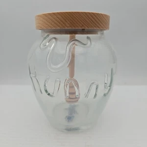 Disney Parks Winnie Puuh geprägter Honiglöffel luftdicht Holzdeckel Glas - Bild 1 von 3