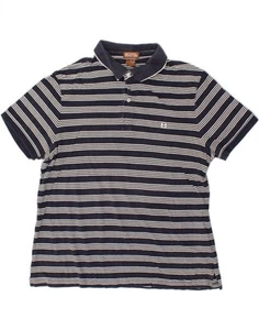 MICHAEL KORS Mens Polo Shirt XL Navy Blue Striped Cotton BU04 - Picture 1 of 3