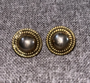 Vintage! Laton Mexico Ohrringe Sterling Silber Kuppel Messing Seil Design - Bild 1 von 11