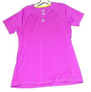 Adidas ClimaLite maglia running donna taglia large rosa/viola techfit scollo a V - Foto 1 di 11