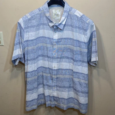 TASSO ELBA ISLAND Men's 4XB BUTTON DOWN lightweight SHORT SLEEVE LINEN/COTTON D9 - Image 1 of 4