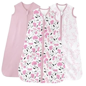 Baby Sleep Sack 0-6 months, 100% Cotton Sleeping Sack for Small Pink Flower - Picture 1 of 7