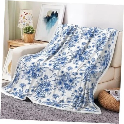 Manta Floral, Manta Floral Botánica, Suave, Franela, 50 X 60 Azul Foto 1 de 4