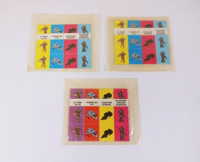 Набор из 3 наклеек Kellogg's Mattel Captain Power коробка хлопьев приз винтаж 1987 новые из старых запасов - Изображение 1 из 4