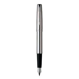 Parker Frontier Fountain Pen Stainless Steel Fine Pt New In Box Made In Uk - Picture 1 of 2
