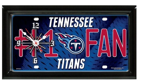 NFL License Plate Clock Tennessee Titans  7" x 13" - Mid-South Products Cover