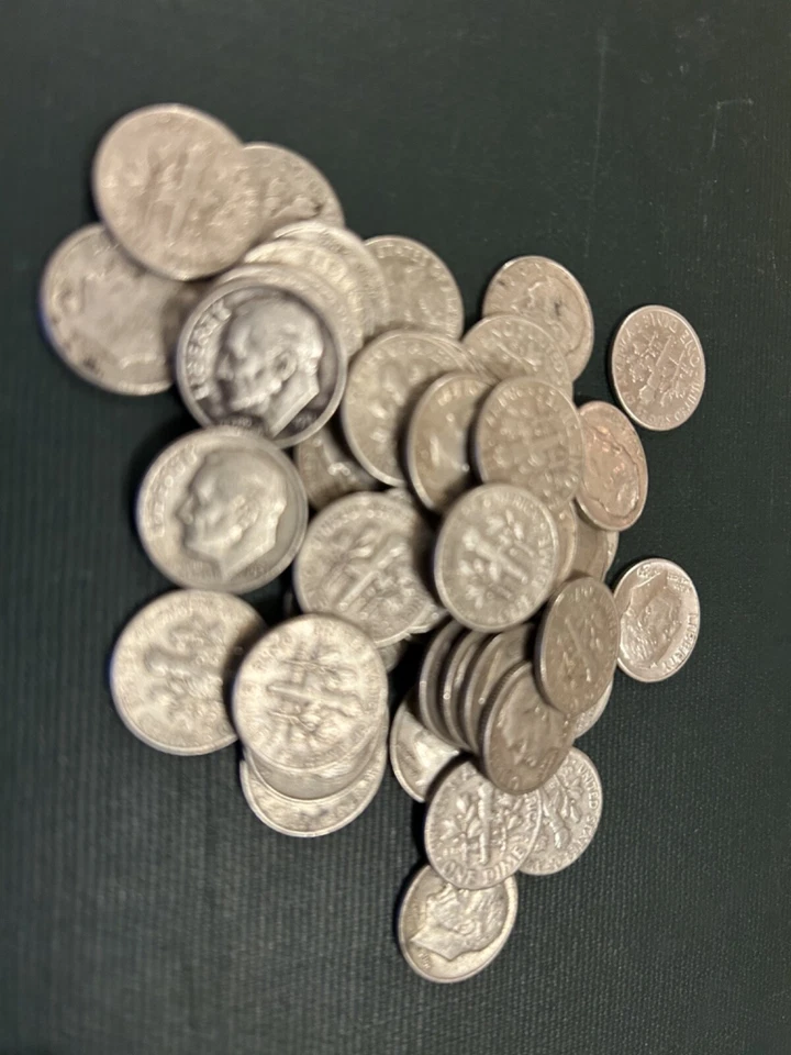 Roll of Roosevelt Silver Dimes, 50 Coin roll, $5.00 face value - Image 1 of 1