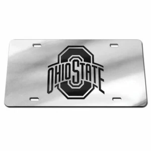 OHIO STATE BUCKEYES SILVER SPECIALTY ACRYLIC MIRRORED​ LICENSE PLATE NCAA - Picture 1 of 1