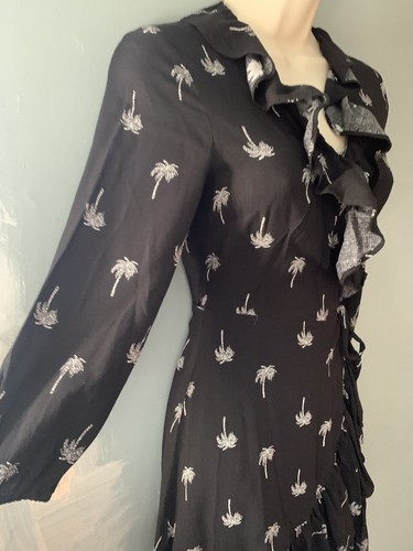 PALM ANGELS succoso abito couture nero fantasia palma taglia XS