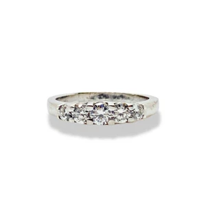 White gold finish 5 stone created diamond ring size Q Womens Jewellery Gift - Picture 1 of 3