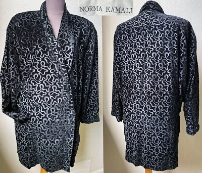 De colección. Abrigo Chaqueta Doble Pecho Terciopelo Estampado Norma Kamali Años 80 Talla Grande Foto 1 de 4