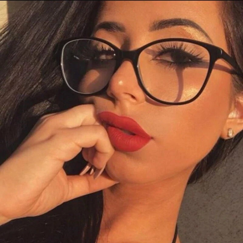 Women's Oversized Cat Eye Anti Blue light Filter Glasses Fashion Designer Frames