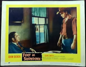Tarjeta de vestíbulo original 1957 de John Derek Fury at Showdown Cowboy - Imagen 1 de 1