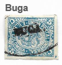 Stamps-Colombia. 1883. 5c Bleu. Sg:100. Très Bien Utilisé Buga Ovale Cancel