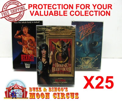 25x VHS MOVIE CARDBOARD BIG BOX (SIZE D) CLEAR PLASTIC PROTECTIVE BOX PROTECTORS - Imagem 1 de 4