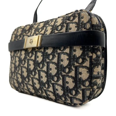 Auténtico bolso bandolera Christian Dior Trotter de lona de cuero azul marino Foto 1 de 4