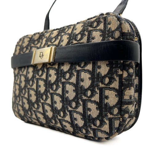 Borsa a tracolla Christian Dior Trotter tela pelle blu navy autentica