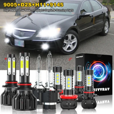 For Acura RL 2004-2012 8PCS Front LED HID Headlights Hi/Lo+DRL Fog Light Bulbs - Image 1 of 4
