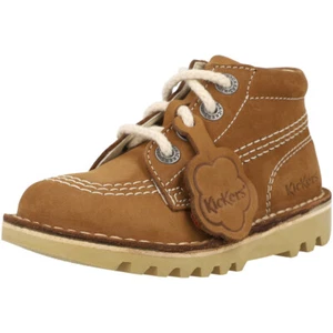 Kickers Kick Hi Zip I Tan Kids Boots, Durable Sole, Lace & Zip Closure - Picture 1 of 8